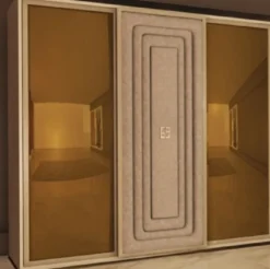 Casa Padrino Luxus Schlafzimmerschrank Beige / Taupe / Gold - Massivholz Kleiderschrank mit 3 Schiebetüren - Schlafzimmer Möbel - Hotel Möbel - Luxus Möbel - Luxus Qualität - Made in Italy