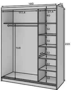 Casa Padrino Luxus Schlafzimmerschrank Schwarz / Braun 180 x 60 x H. 220 cm - Verspiegelter Kleiderschrank mit 3 Schiebetüren - Schlafzimmer Möbel - Hotel Möbel - Luxus Möbel