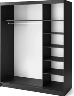 Casa Padrino Luxus Schlafzimmerschrank Schwarz / Braun 180 x 60 x H. 220 cm - Verspiegelter Kleiderschrank mit 3 Schiebetüren - Schlafzimmer Möbel - Hotel Möbel - Luxus Möbel