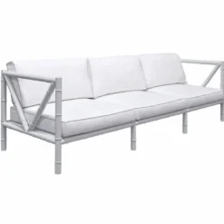 Casa Padrino Luxus Schmiedeeisen Sofa Grau / Weiß 280 cm - Hotel & Garten Sofa