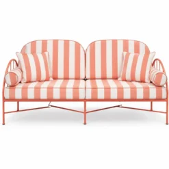 Casa Padrino Luxus Schmiedeeisen Sofa Rosa / Weiß 240 cm - Hotel & Garten Sofa