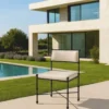 Casa Padrino Luxus Schmiedeeisen Gartenstuhl Beige / Schwarz H. 100 cm - Esszimmerstuhl - Luxus Esszimmer & Garten Möbel