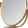 Casa Padrino Luxus Schminkspiegel Gold / Weiß H. 51 cm - Schminktisch Spiegel
