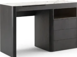 Casa Padrino Luxus Schminktisch mit 3 Schubladen und ausklappbarem Spiegel Schwarz / Weiß 120 x 50 x H. 76 cm - Luxus Badezimmer Möbel - Hotel Möbel