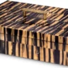 Casa Padrino Luxus Schmuckkasten Naturfarben / Schwarz / Messing 41 cm