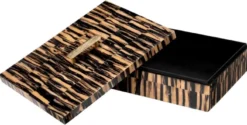 Casa Padrino Luxus Schmuckkasten Naturfarben / Schwarz / Messing 41 cm