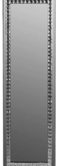 Casa Padrino Luxus Schmuckschrank mit Spiegeltür Silber / Schwarz 35 x 9 x H. 120 cm - Luxus Kollektion