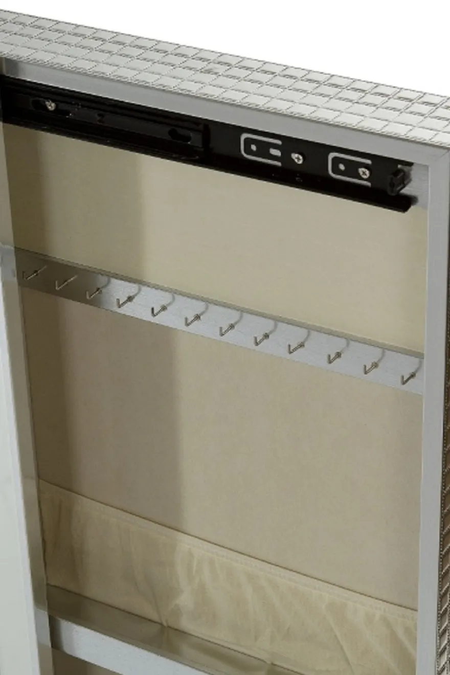 Casa Padrino Luxus Schmuckschrank Silber 40 x 9 x H. 80 cm - Spiegelschrank mit verspiegelter Schiebetür