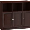 Casa Padrino Luxus Schrank mit 3 Türen Dunkelbraun / Silber 140 x 44,2 x H. 119,8 cm - Luxus Möbel