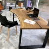 Casa Padrino Luxus Schreibtisch Naturfarben / Braun / Schwarz 140 cm