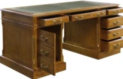 Casa Padrino Luxus Schreibtisch mit Tür und 6 Schubladen Braun / Grün 160 x 80 x H. 79 cm - Büromöbel