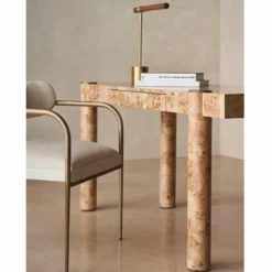 Casa Padrino Luxus Schreibtisch mit Schublade Vogelaugenahorn 155 cm - Büro Möbel
