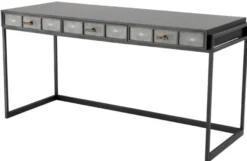 Casa Padrino Luxus Schreibtisch mit 3 Schubladen Schwarz / Grau 150 x 60 x H. 75 cm - Luxus Büromöbel