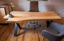 Casa Padrino Luxus Schreibtisch Naturfarben / Schwarz 140 cm