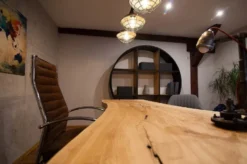 Casa Padrino Luxus Schreibtisch Naturfarben / Schwarz 140 cm
