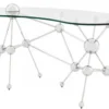 Casa Padrino Luxus Schreibtisch Astronomy im Art Deco Stil - Glas / Edelstahl vernickelt - 160 x 75 x 76 cm