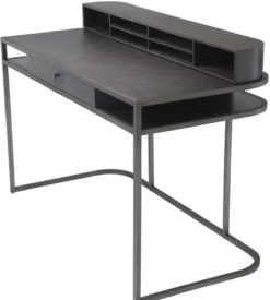 Casa Padrino Luxus Schreibtisch mit Schublade und abnehmbaren Regalaufsatz Dunkelgrau 130 x 60 x H. 75 cm - Büromöbel
