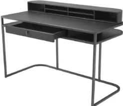 Casa Padrino Luxus Schreibtisch mit Schublade und abnehmbaren Regalaufsatz Dunkelgrau 130 x 60 x H. 75 cm - Büromöbel