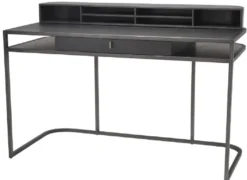 Casa Padrino Luxus Schreibtisch mit Schublade und abnehmbaren Regalaufsatz Dunkelgrau 130 x 60 x H. 75 cm - Büromöbel