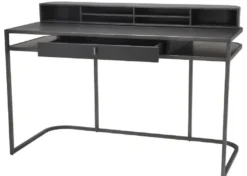 Casa Padrino Luxus Schreibtisch mit Schublade und abnehmbaren Regalaufsatz Dunkelgrau 130 x 60 x H. 75 cm - Büromöbel