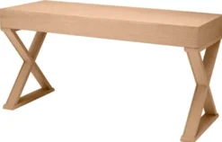 Casa Padrino Luxus Schreibtisch Naturfarben 150 x 60 x H. 76 cm - Massivholz Bürotisch mit 3 Schubladen - Computertisch - Büro Möbel - Luxus Möbel - Luxus Einrichtung - Luxus Qualität