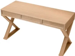 Casa Padrino Luxus Schreibtisch Naturfarben 150 x 60 x H. 76 cm - Massivholz Bürotisch mit 3 Schubladen - Computertisch - Büro Möbel - Luxus Möbel - Luxus Einrichtung - Luxus Qualität