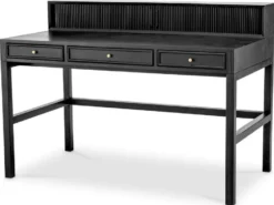 Casa Padrino Luxus Schreibtisch Schwarzgrau / Messing 130 cm