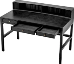 Casa Padrino Luxus Schreibtisch Schwarzgrau / Messing 130 cm