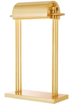Casa Padrino Luxus Schreibtisch Leuchte aus Messing poliert, Höhe 50 cm, Länge 32 cm, Breite 14 cm