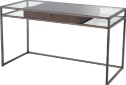 Casa Padrino Luxus Schreibtisch mit Schublade Bronze 135 x 60 x H. 75,5 cm - Luxus Qualität - Luxus Büromöbel