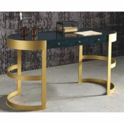 Casa Padrino Luxus Schreibtisch mit 3 Schubladen Schwarz / Gold 150 cm - Büro Möbel