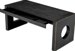 Casa Padrino Luxus Schreibtisch mit 3 Schubladen Schwarzgrau / Bronze 180,5 x 80 x H. 76 cm - Bürotisch - Computertisch - Büro Möbel - Luxus Möbel - Luxus Einrichtung - Luxus Qualität