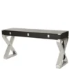 Casa Padrino Luxus Schreibtisch Schwarz / Edelstahl poliert - Schreibtisch in Schwarz und Edelstahl, 144 x 55 x H. 78 cm