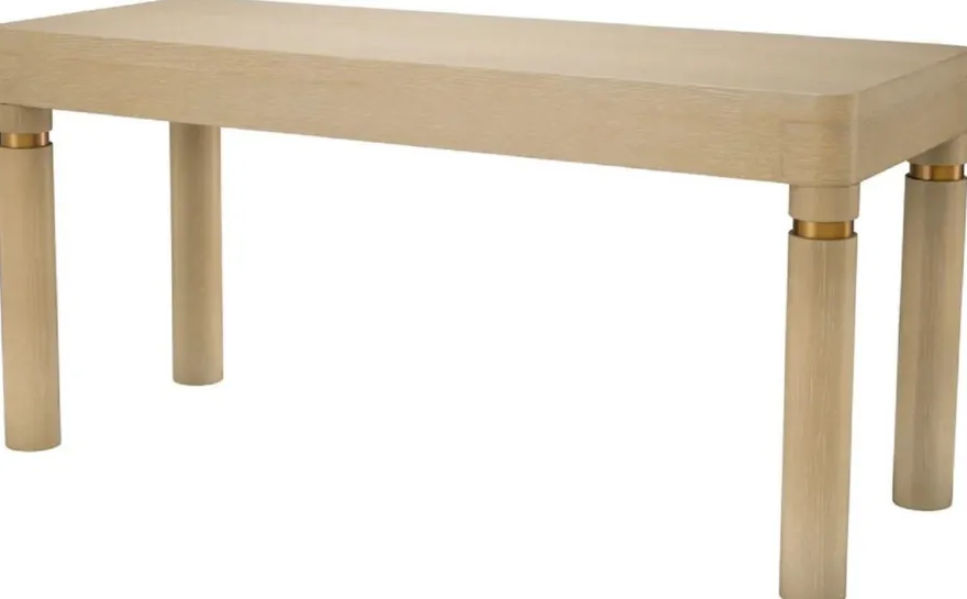 Casa Padrino Luxus Schreibtisch mit 2 Schubladen Beige / Messing 160 x 60 x H. 76 cm - Bürotisch - Computertisch - Büro Möbel - Luxus Möbel - Luxus Einrichtung - Büro Einrichtung - Luxus Qualität
