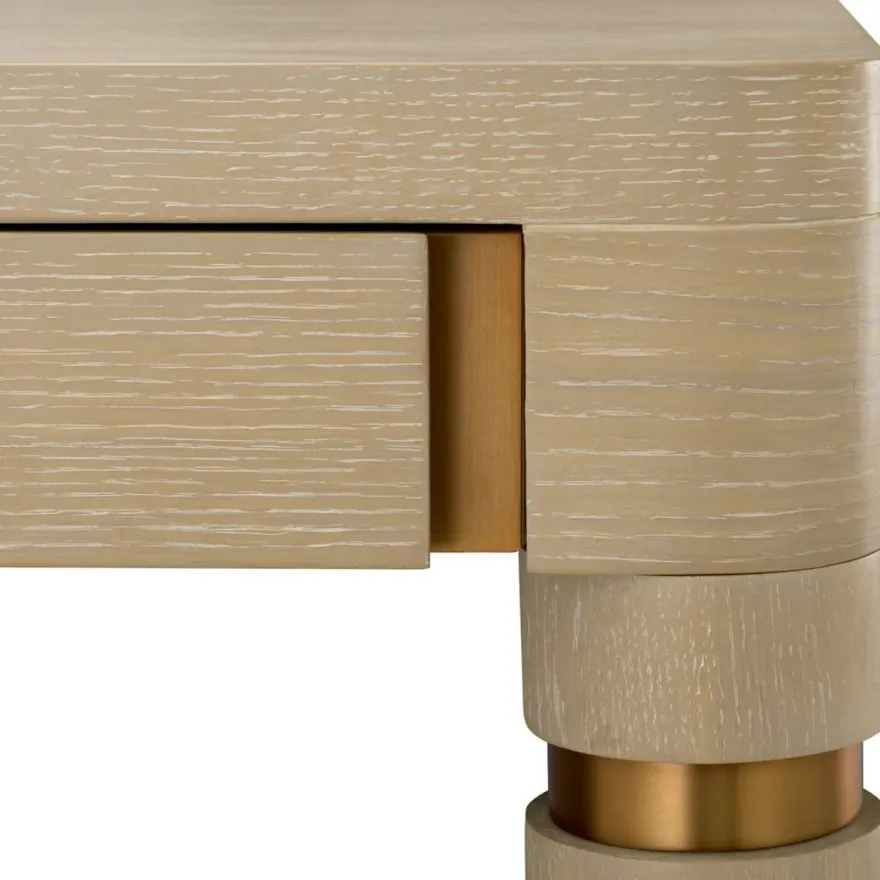 Casa Padrino Luxus Schreibtisch mit 2 Schubladen Beige / Messing 160 x 60 x H. 76 cm - Bürotisch - Computertisch - Büro Möbel - Luxus Möbel - Luxus Einrichtung - Büro Einrichtung - Luxus Qualität