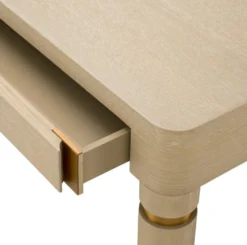 Casa Padrino Luxus Schreibtisch mit 2 Schubladen Beige / Messing 160 x 60 x H. 76 cm - Bürotisch - Computertisch - Büro Möbel - Luxus Möbel - Luxus Einrichtung - Büro Einrichtung - Luxus Qualität