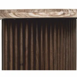 Casa Padrino Luxus Schreibtisch mit Marmorplatte Beige / Dunkelbraun 150 cm - Büro Möbel