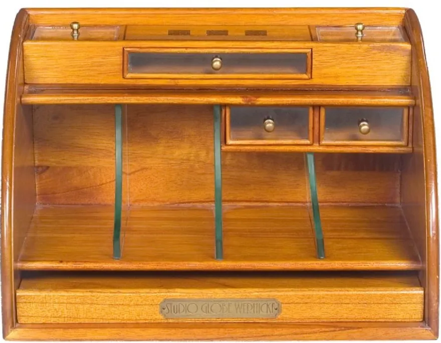 Casa Padrino Luxus Schreibtisch Oranizer Box Hellbraun 37,5 x 25 x H. 24 cm - Elegante Massivholz Büro Box - Luxus Büro & Schreibtisch Accessoires
