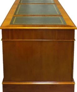 Casa Padrino Luxus Schreibtisch Hellbraun / Grün / Gold 140 x 70 x H. 78 cm - Massivholz Bürotisch im englischen Stil - Luxus Büro Möbel