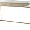 Casa Padrino Luxus Schreibtisch Creme / Messing 135 x 60 x H. 75,5 cm - Bürotisch mit Schublade - Luxus Büromöbel - Luxus Qualität