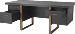 Casa Padrino Luxus Schreibtisch Anthrazitgrau / Bronzefarben 180 x 80 x H. 76 cm - Eleganter Massivholz Schreibtisch mit 4 Schubladen - Luxus Büro Möbel