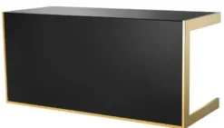 Casa Padrino Luxus Schreibtisch Schwarz / Gold 160,5 x 65 x H. 75,5 cm - Luxus Möbel - Büromöbel