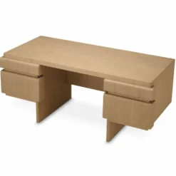 Casa Padrino Luxus Schreibtisch mit 4 Schubladen Naturfarben 180,5 cm - Büro Möbel