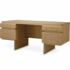Casa Padrino Luxus Schreibtisch mit 4 Schubladen Naturfarben 180,5 cm - Büro Möbel