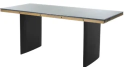 Casa Padrino Luxus Schreibtisch mit Glasplatte Messing / Schwarz 180 x 78,5 x H. 76 cm - Luxus Qualität - Büromöbel