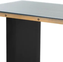 Casa Padrino Luxus Schreibtisch mit Glasplatte Messing / Schwarz 180 x 78,5 x H. 76 cm - Luxus Qualität - Büromöbel