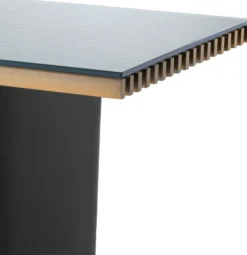 Casa Padrino Luxus Schreibtisch mit Glasplatte Messing / Schwarz 180 x 78,5 x H. 76 cm - Luxus Qualität - Büromöbel