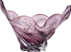 Casa Padrino Luxus Schüssel Lila 42 x 27 x H. 25 cm - Moderne Deko Schüssel aus mundgeblasenem Glas - Deko Accessoires - Luxus Qualität