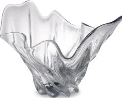 Casa Padrino Luxus Schüssel 42 x 27 x H. 25 cm - Moderne Deko Schüssel aus mundgeblasenem Glas - Deko Accessoires - Luxus Qualität