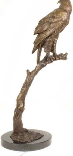 Casa Padrino Luxus Seeadler Bronzefigur Grau / Gold / Schwarz 42,6 x 21,4 x H. 81,8 cm - Dekofigur mit Marmorsockel